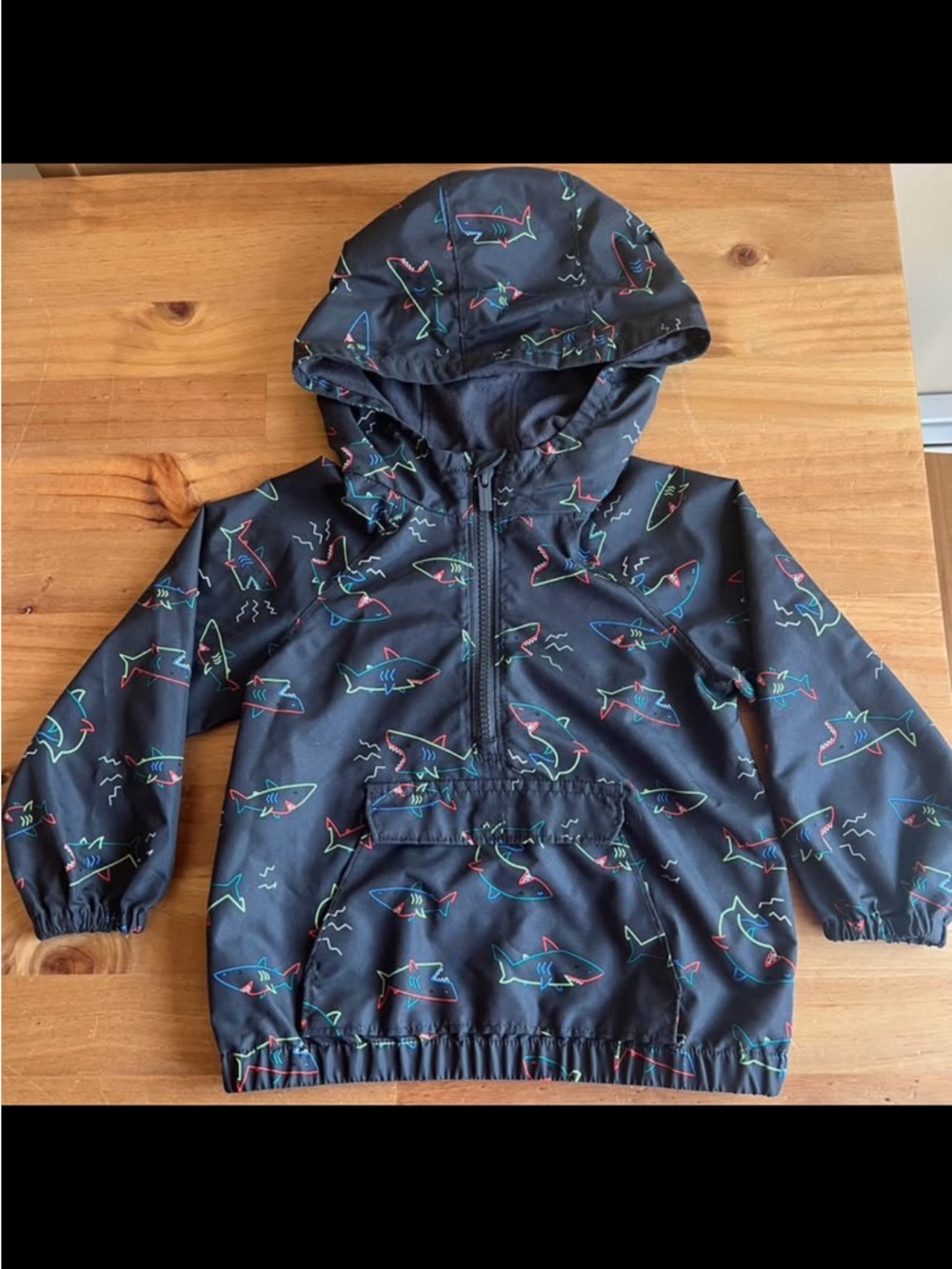 3T Kids' Hooded Shark Print water resistant Jacket - Navy